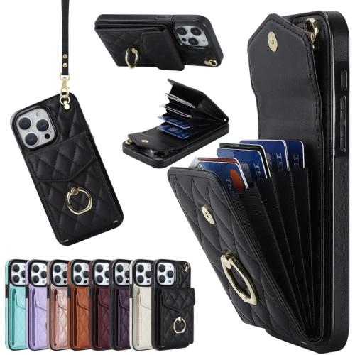 Wrist Strap Leather Phone Case for iPhone 11 12 13 14 15 Pro Max Wallet with Card Holder Shockproof Protective case,Wine Red,for iPhone 11