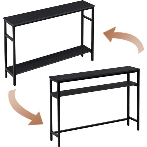 Timberer Narrow Console Table, 47 Inch Sofa Table with Adjustable Shelf, 2-Tier Long Skinny Table for Hallway, Entryway, Living Room, Foyer, Black ‼️small scratches‼️