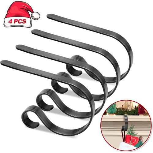 Christmas Stocking Holders for Mantle Set 4, Scratch-Free Christmas Stocking Holders for Fireplace Mantle,Multi-uses Stocking Hooks for Mantle,Mantel Stocking Holders Clip for Xmas Party Decorations