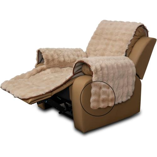 Plush and Fuzzy Shaggy Couch Cover, Faux Fur Sofa Cover, Water Resistant Slipcover, Non-Slip Furniture Protector for Kids,Dogs,Cats.(Lightbrown-Bubble, Medium Recliner)