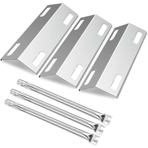 Set of 3 Stainless Steel Grill Replacement Parts for 3 Burner Ducane Affinity 3000 Series, 3100 3200 3400, 4100, 4200, 4400, 31421001, 18 Burner Tubes and 15 3/8 x 6 Grill Heat Plates BBQ Repair Kit
