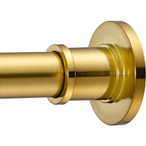 BRIOFOX Industrial Shower Curtain Rod - Rustproof Non-Slip 43-72 Inches Tension Curtain Rod for Window or Bathroom, Sunglow Gold
