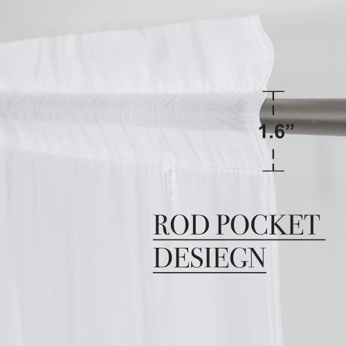 NICETOWN White Sheer Curtains 63 inch Length for Bedroom, Rod Pocket Translucent Voile Sheer Airy & Breathable Curtain Panels for Flat/Apartment, 2 Pieces, 60 W