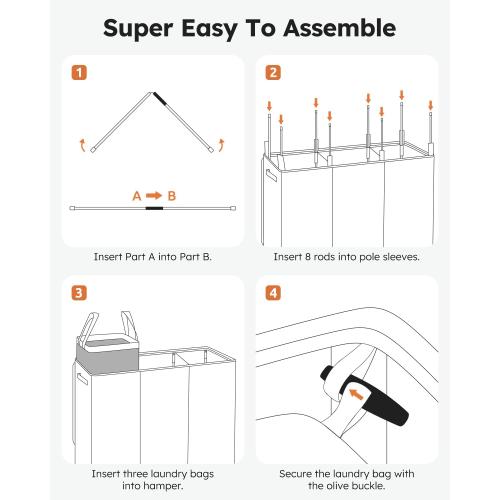 SOLEDI 180L Laundry Hamper 3 Section, Extra Large Laundry Hamper with Lid, Dirty Clothes Hamper with Sturdy Handle, Large Laundry Basket Organizer for Laundry Room, Bedroom, Hampers for Laundry