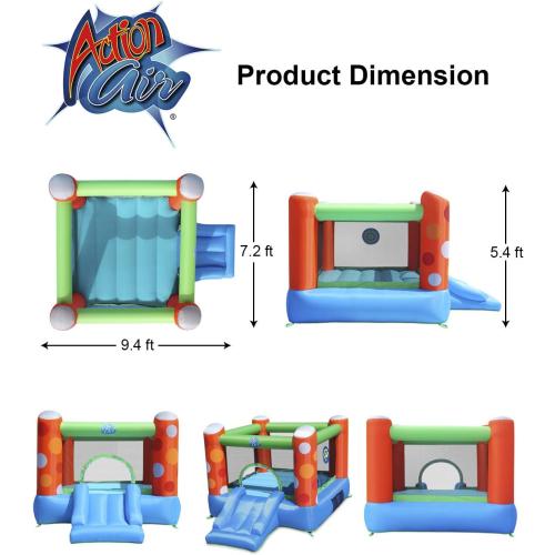 ACTION AIR Bounce House, Inflatable Bounce House with Air Blower, Bouncy Castle with Durable Sewn and Extra Thick, Family Backyard Jump House, Great Gift for Kids
