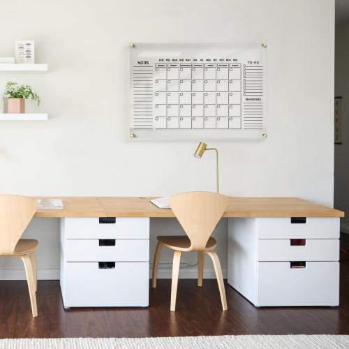 28x20 Large Oversize Crystal Clear Acrylic Wall Calendar Dry & Erase Board | 28 X 20 | Monthly Family Calendar Home Office Glass Calander Reusable Big Whiteboard | Free Pens & Eraser