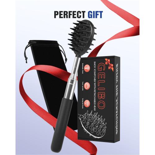 Gelibo Telescoping Large Back Scratcher with 5 Detachable Heads,Rubber Handles Gifts for Him, Gifts for Men, Extendable Back Massager Tool with Beautiful Box