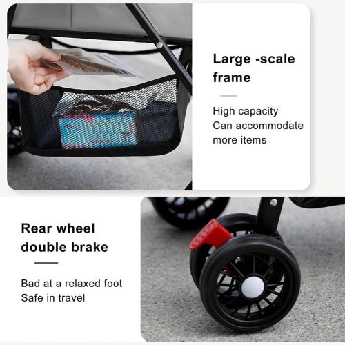Pet Stroller with Storage Basket and Cup Holder, Folding Dog Jogger, Foldable Cat Stroller, 3 in 1 Puppy Kitten Cart, Pet Jogger for Medium Dog Cat (Gray)