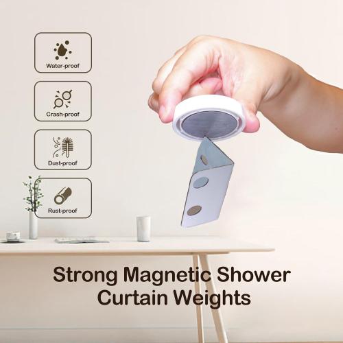3 Sets Shower Curtain Weights Bottom, Magnetic Heavy Duty Weights Premium Shower Curtain Liner Clips Added Weight, Work for Drapery, Tablecloth, Stop Shower Curtain Blowing in, White Weights