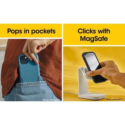 Size iPhone 16e,15,14,13 OtterBox iPhone 16e, iPhone 15, iPhone 14, and iPhone 13 Commuter Series Case - MagSafe Edition - Blue, Slim & Tough, Pocket-Friendly, with Port Protection - Crisp Denim