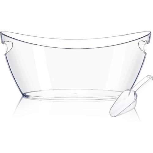 Ice Buckets for Parties & Ice Bucket Scoop, Clear Acrylic Champagne Bucket, Drinks Beverage Tub for Cocktail Bar, Wine, Beer, Soda