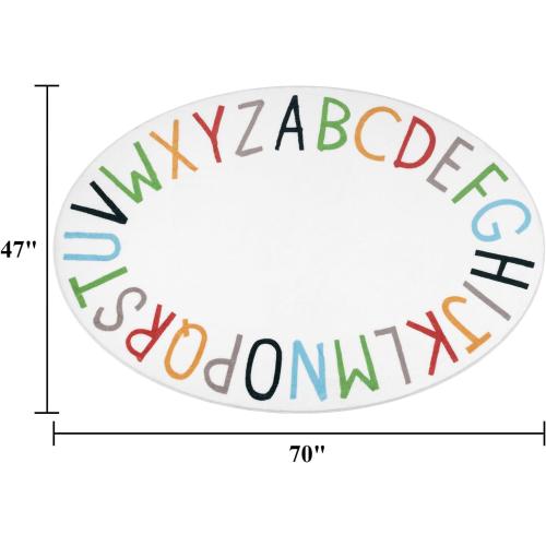 Topotdor Oval Kids Play Rug Alphabet Nursery Area Rug Extra Large Soft Crawling Play Mat for Children Toddlers Bedroom (47x70 inch, Multi Color)