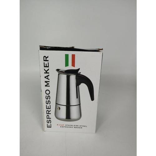 4 Cup Stovetop Espresso Maker Stainless Steel Moka Pot Stove Top Percolator Italian Coffee Makers Capable Mocha Greca Machine Cafe Classic Induction Cookers for Home and Camping 200ml 6.6oz