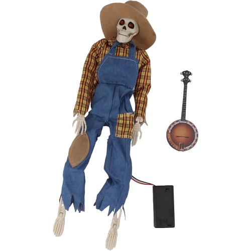 Halloween Cowboy Skull Statue, Luminous Eyeball Lightweight Simulation Details Halloween Cowboy Skeleton Figures for Study 2 pack