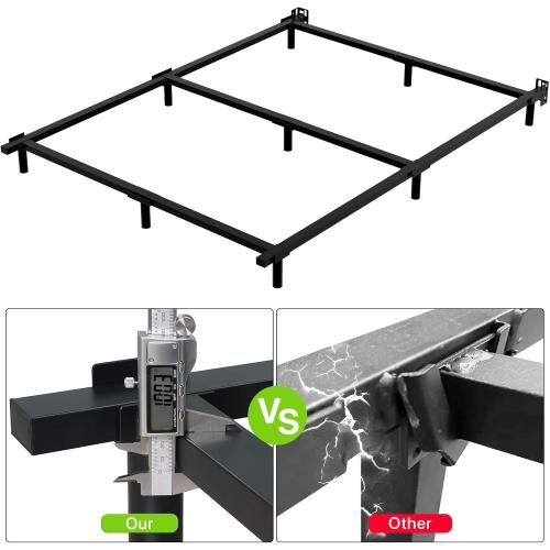 DTIG 7 Inch Full Size Metal Bed Frame for Box Spring and Mattress, 9-Leg Support Box Spring Base, Easy Assembly Tool-Free Heavy Duty Bed Frame Black