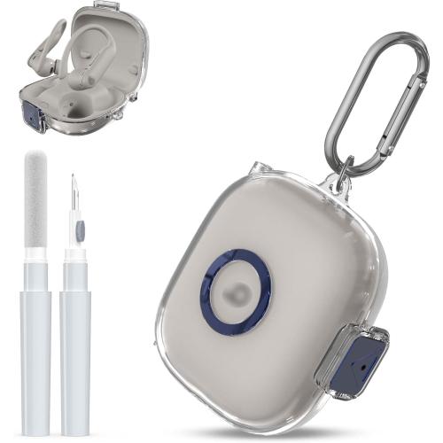 [Upgrade Secure Lock] for Beats Powerbeats Pro 2 2025 Case Cover with Cleaner Kit, AGENTNANO Clear TPU Shockproof Protective Cover with Beats Powerbeats Pro 2 Charging Case with Carabiner-Clear