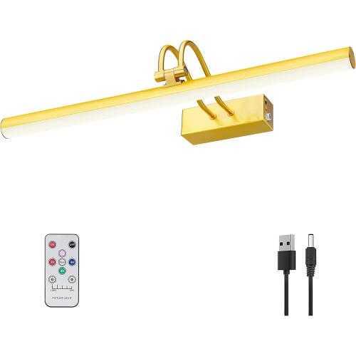 Size 20inch Picture Light,20in Battery Wall Sconce,Remote Art Lights for Paintings with Timer and Dimmable for Display Gallery Artwork,Frame,Portrait,Dartboard-Brass