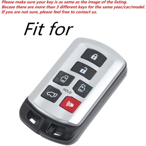 Leather for 2019 2018 2017 2016 2015 2014 2013 2012 2011 Toyota Sienna HYQ14ADR Smart 6 Buttons Key Case Fob Cover Chain (Red)