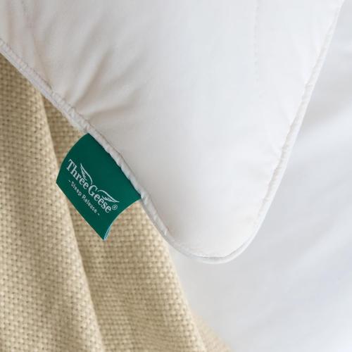 Three Geese White Goose Feather Down Pillows Standard Size Set of 1-100% Cotton, Medium Firm,Soft Support