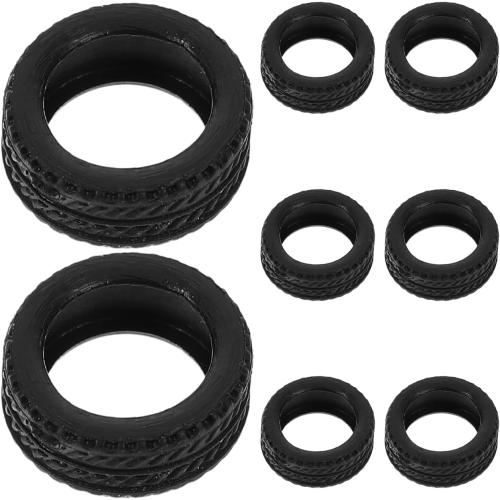8pcs 1:64 Scale Rc Car Rubber Tire, Replacement Tires for Miniature Cars, Easy to Install, Black, 0.43 * 0.43 * 0.19inch, for DIY Model Car Accessories