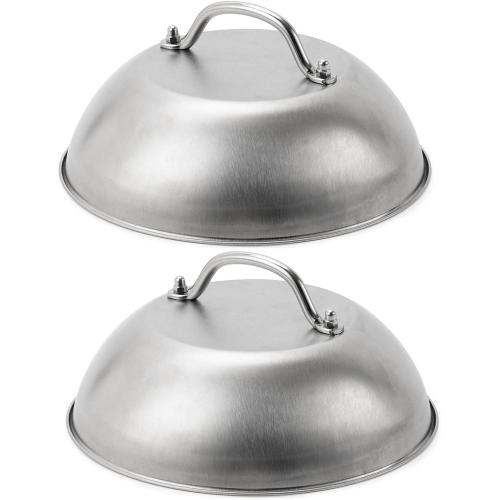 ZBXFCSH Compatible with Blackstone 5555 Stainless Steel 9 Griddle Melting Cheese Dome Wok Lids- Commercial Grade Basting and Steaming Cover- Best for Use in Flat Top Grills, 0.6mm Thickness-2 Domes