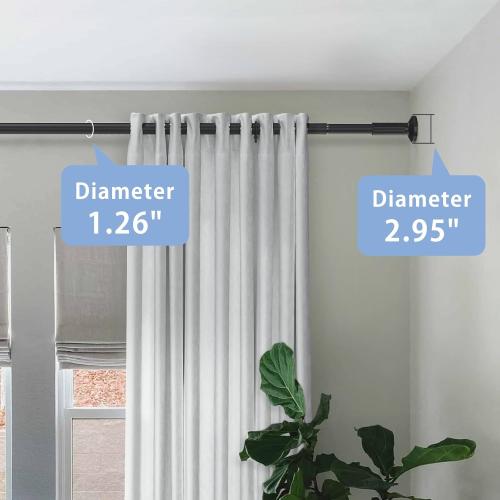 Tension Curtain Rod, 51-145 Inches,Spring Shower Tension Curtain Rod, Closet Rod, for Windows or Shower, Easy to Install, No Drilling, No Rust, for Bathroom, Rod Diameter 1.26 Inches, Black,Umimile