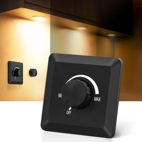 GZV 12V Dimmer Switch, 200W PWM Dimmer Switch - Adjustable Brightness for LED, Halogen, Incandescent & Strip Lights - Compatible with RV, Auto, Truck, Marine, Black