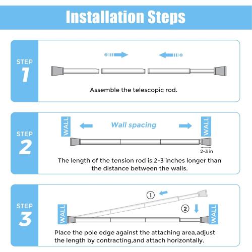 AIZESI Tension Curtain Rod Spring Tension Rods for Windows 28 to 48 Inch, 7/8 Diameter Silver, Adjustable Curtain Rods No Drilling, Shower Curtian Rod for Bathroom, Doorway, Closet