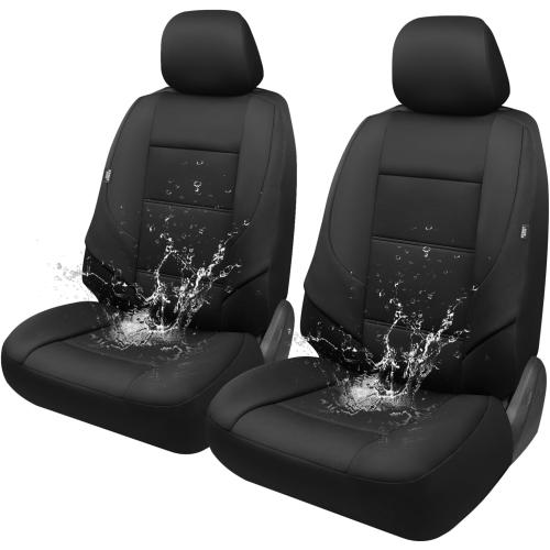 GIANT PANDA Waterproof Neoprene Front Car Seat Covers Custom Fit Ford F150 F250 F350 F450 Super Crew/Crew Cab Pickup Trucks, Leak-Proof Wetsuit Seat Covers Protectors, Airbag Compatible,2-Pack(Black)