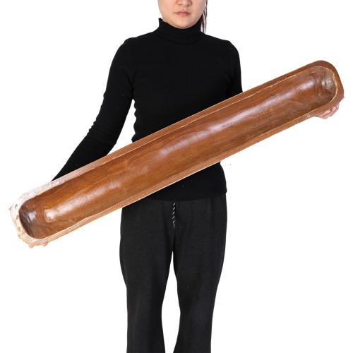 Athaliah Wooden Dough Bowl, Hand Carved Rustic Long Wood Dough Bowls for Decor, Vintage Large Wooden Bread Bowl for Table Centerpiece Dining Room Home Kitchen Decor Candles (40 Inch-Brown)