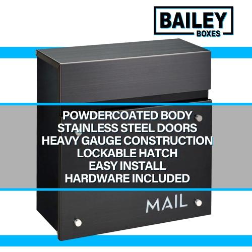 Wall-Mounted Modern Locking Mailbox from Bailey Boxes: Enhance Your Home with The Dalton - 14.25 H x 14 W x 5.75 D. Elevate Your Space with This Stylish Addition.