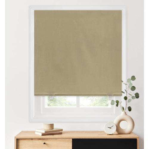 LazBlinds 100% Blackout Roller Shades, No Tools No Drill Cordless Blinds for Windows, Thermal Insulated UV Protection Privacy Window Shades for Bedroom (36''W x 72''H, Beige)