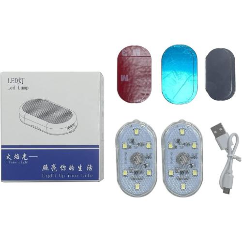 Car LED Lights Interior Wireless, 6 Styles Interior, Portable USB Rechargeable Vehicle Night Light for Car(Ice Blue)