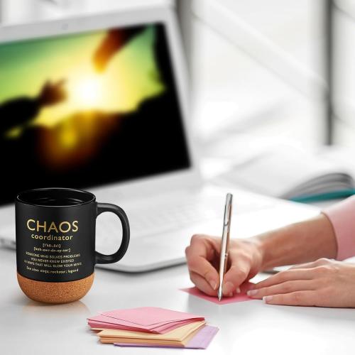 Remerry 1 Pcs Valentine's Chaos Coordinator Gifts Thank You Gift Employee Appreciation Coffee Mug Ceramic Coffee Mug Gift for Boss Manager Employee Coworker Friend Teacher Women Men (Black)