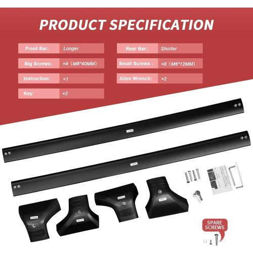 Lockable 260lbs Cross Bars Roof Racks Fit for Toyota Highlander 2020-2024