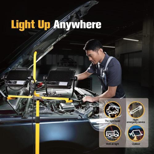 180W 20000 Lumen Dual-Head LED Work Light with Tripod Stand, 4 Brightness Adjustable, IP 65 Waterproof 10 Ft Power Cord