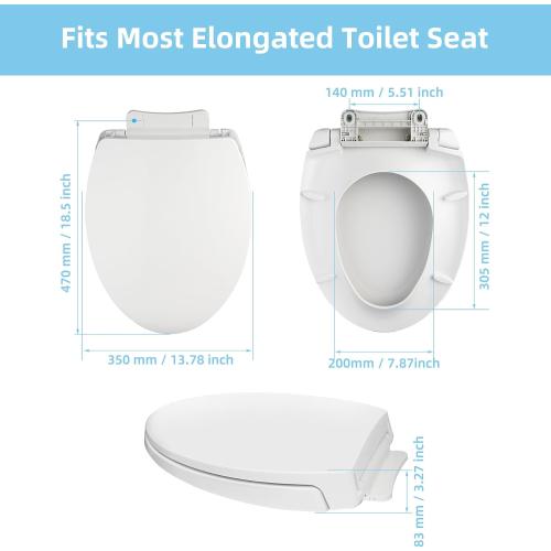 SS114 Toilet Seat Replacement Compatible with TOTO, Elongated Soft Close | Toilet Seat for SS154/SS204/SS214/SS224, Transitional Heavy Duty Oval Toilet Seats, 2-Pack Toilet Bolts and Nuts, White