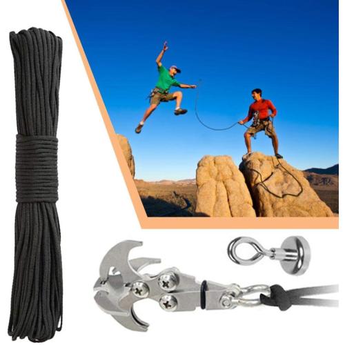 Grappling Hook, Multi-Functional Stainless Steel Gravity Hook with Military Grade Paracord Rope, Folding Survival Climbing Claw Carabiner for Outdoor Activities EDC Tool