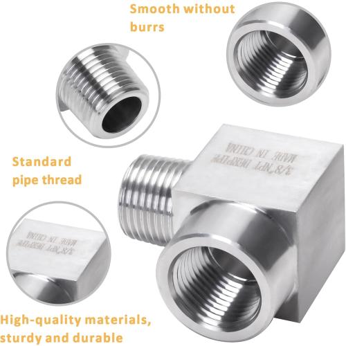 90 Degree Street Elbow - 3/8 NPT Male to 3/8 NPT Female Stainless Steel 304 Heavy Duty Forged Square Barstock Street Elbow Adapter Pipe Fitting (pack of 2)