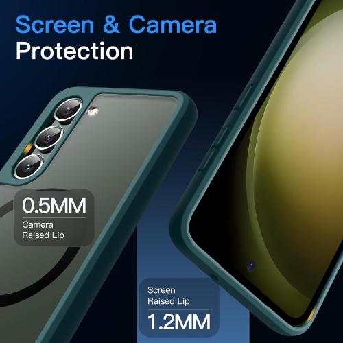 JETech Magnetic Case for Samsung Galaxy S23 5G 6.1-Inch, Compatible with MagSafe, Translucent Matte Back Shockproof Phone Cover (Midnight Green)