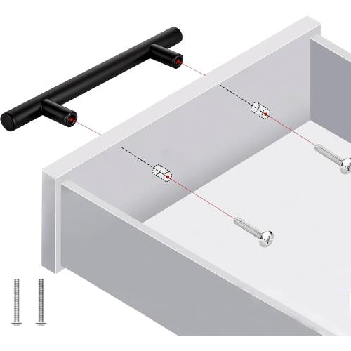 10 Pack 5 Inch Hole Center Matte Black Cabinet Handles Stainless Steel Cupboard Drawer Pulls Furniture Hardware for Kitchen Bathroom Dresser