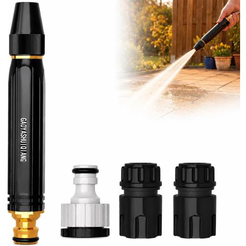 Heavy Duty Hose Nozzle, Adjustable High Pressure Water Hose Nozzle with Metal Garden Hose Sprayer, Leak-Proof Jet Spray Nozzle for Car Wash, Lawn, Garden Watering, Patio Cleaning