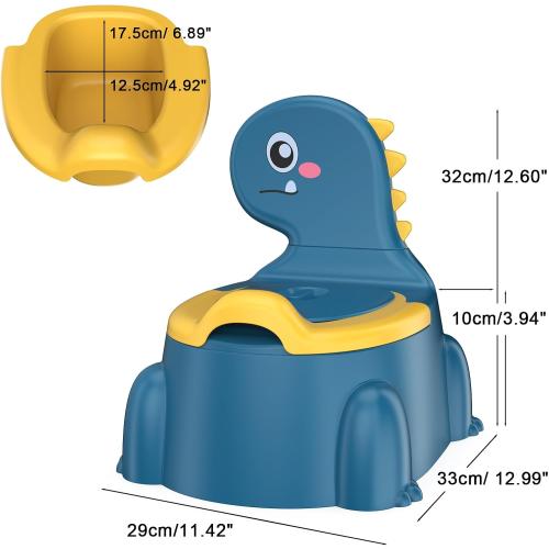 Potty Training Toilet, Toddler Potty Training Seat Baby Potty Chair, Dinosaur Toilet Potty Seat for Boys Girls Kids Toddlers, Portable Travel Potty with lid,Urinal, Splash Guard, Non-Slip Pad(Blue)