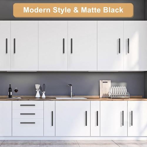 Set of 30 Pack 5 Inch Color Black  Cabinet Handles Matte Black Cabinet Pulls Stainless Steel Drawer Handles for Kitchen Cabinet Hardware 3 Inch Hole Centers
