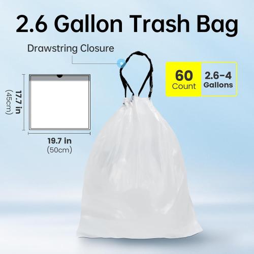 2 Pack White Sensor Trash Can with Trash Bags