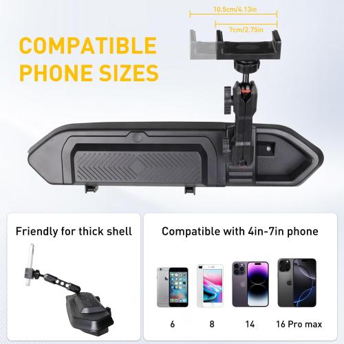 Dash Phone Mount Holder Compatible with 2018 2019 2020 2021 2022 2023 Jeep Wrangler JL 2/4 Door Gladiator JT, Center Console Storage Box Dashboard Tray, 360° Rotate Anti-Shake Jeep Accessories