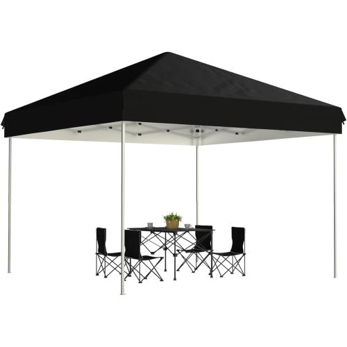 Pop Up Canopy Tent Outdoor Canopy Heavy Duty Commercial Instant Tent Shelter (Black, 10x10FT/No Side Wall)