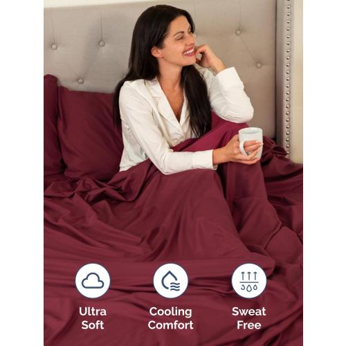 Extra Deep KING Sheet Set - 6 Piece Breathable & Cooling Sheets - Hotel Luxury Bed Sheets Set - Easy & Secure Fit - Soft, Wrinkle Free & Comfy Sheets Set - Burgundy Sheet Set with Extra Deep Pockets