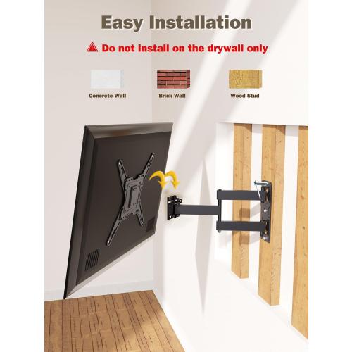 Mounting Dream UL Listed TV Wall Mount for Most 26-55 Inch TVs, Full Motion TV Mount with Perfect Center Design, Articulating Wall Mount TV Bracket Swivel and Tilt, Max VESA 400x400mm, Up to 77LBS