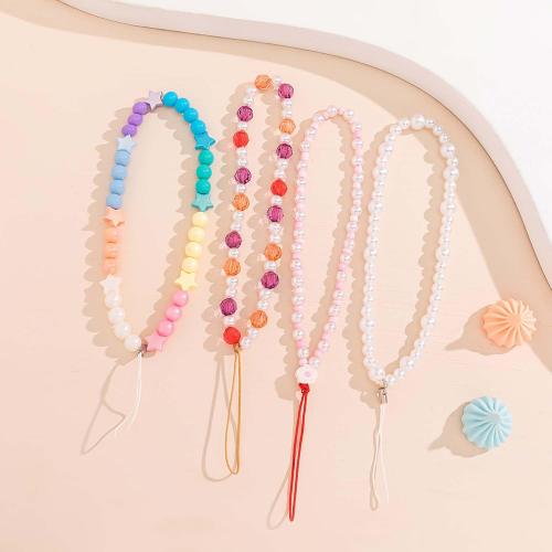 Beaded Phone Charm Lanyard Strap Girly Style Fixed Beads Pearl Lanyards